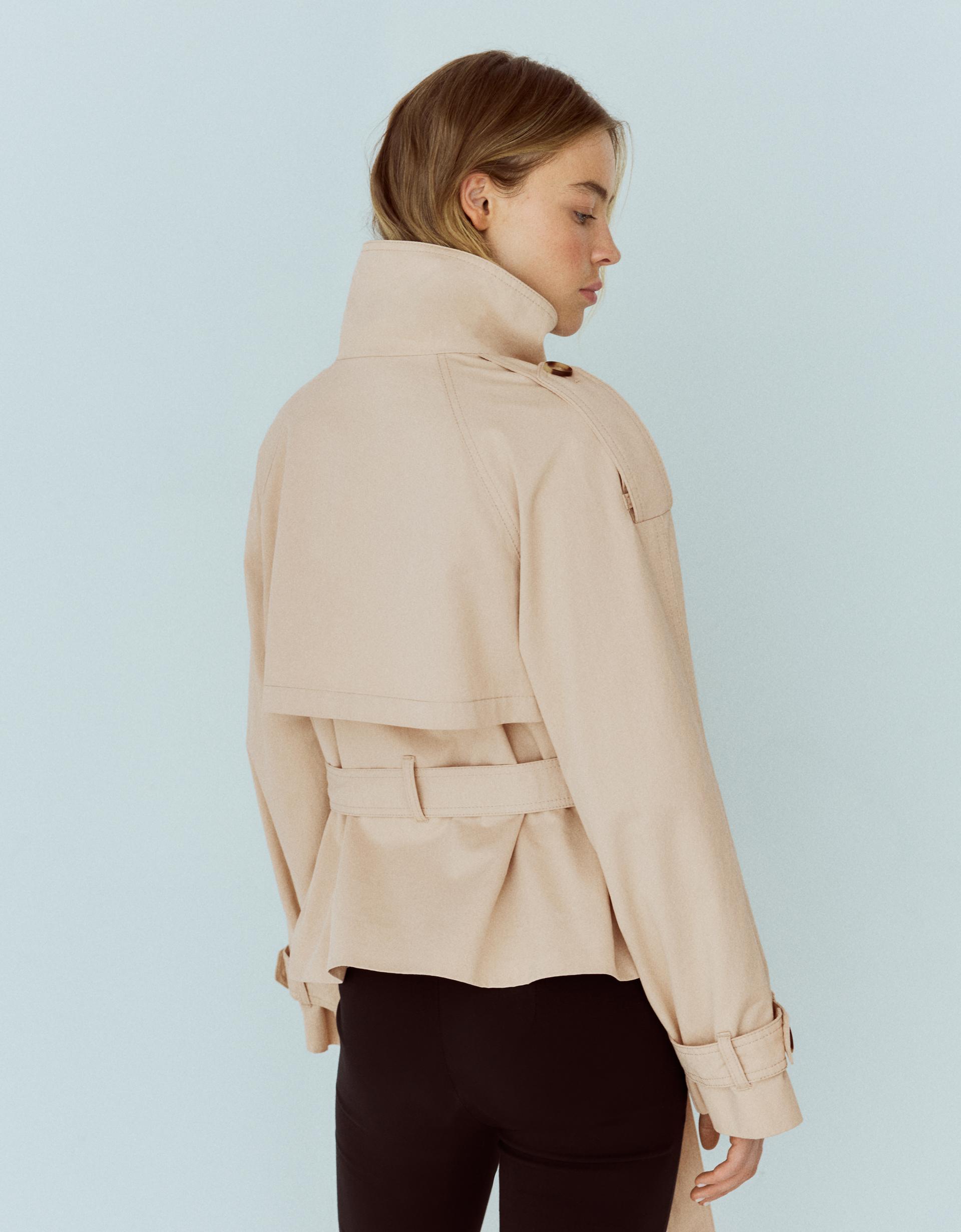 Funnel Neck Trench Coat Creamy