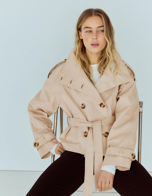 Funnel Neck Trench Coat Creamy
