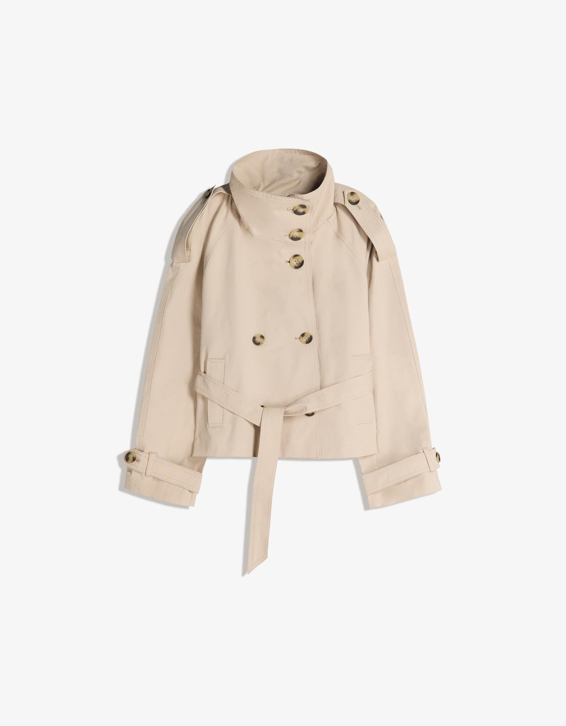 Funnel Neck Trench Coat Creamy