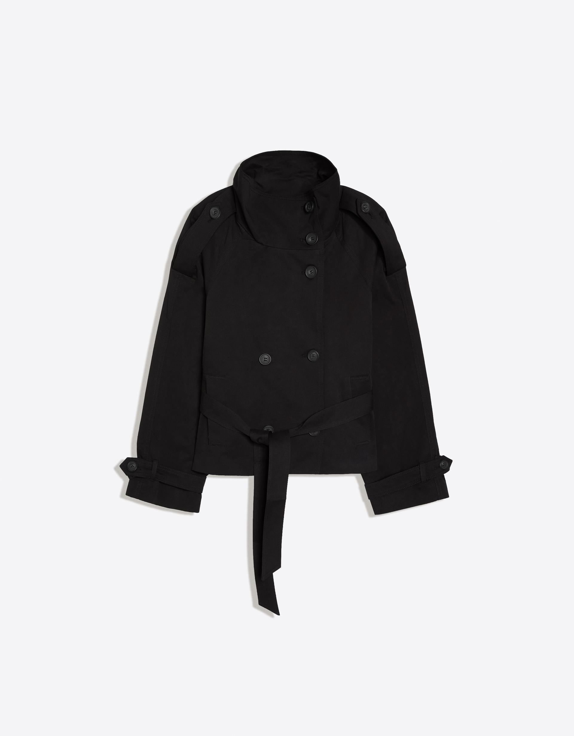 Funnel Neck Trench Coat Black