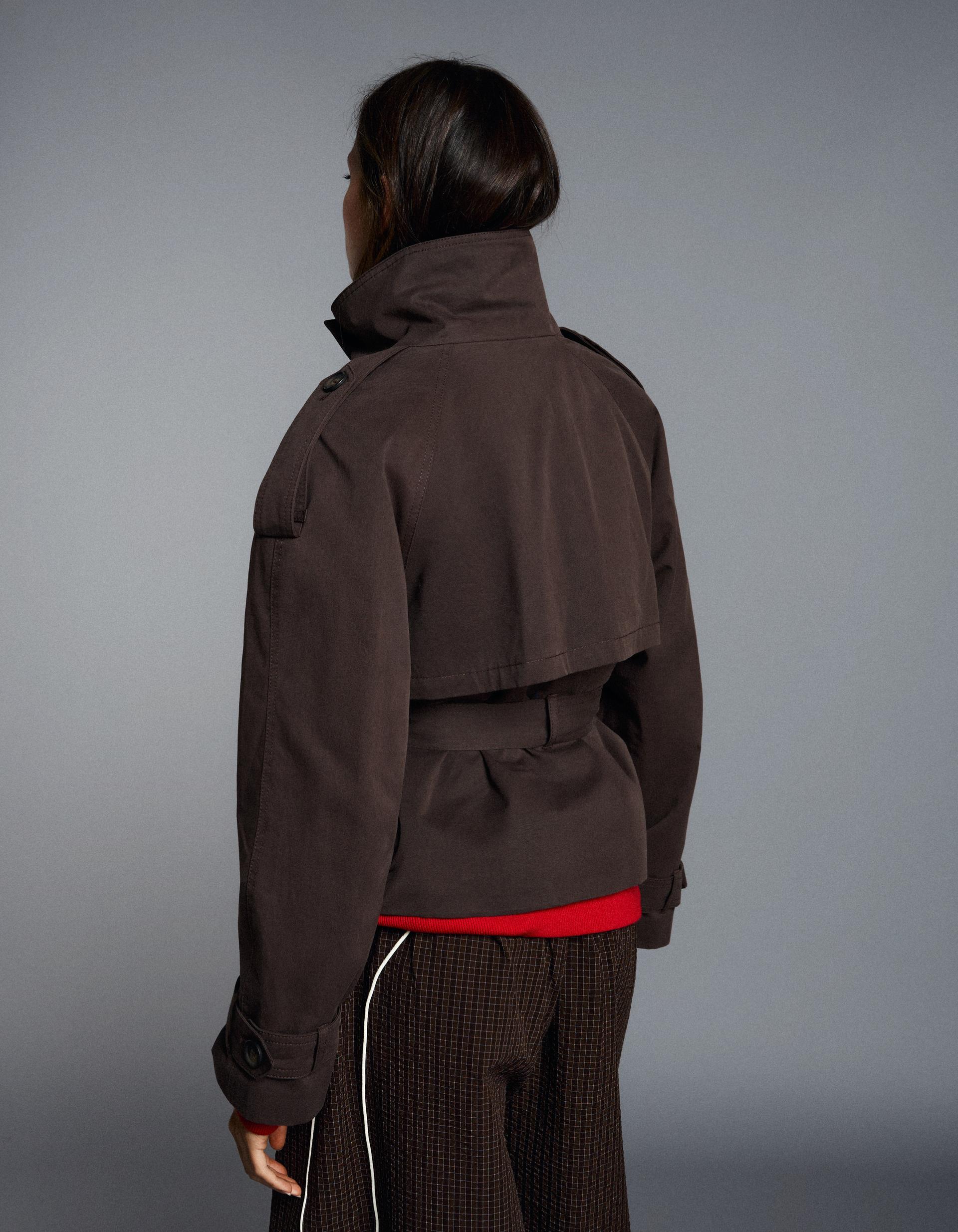 Funnel Neck Trench Coat Creamy Coffe