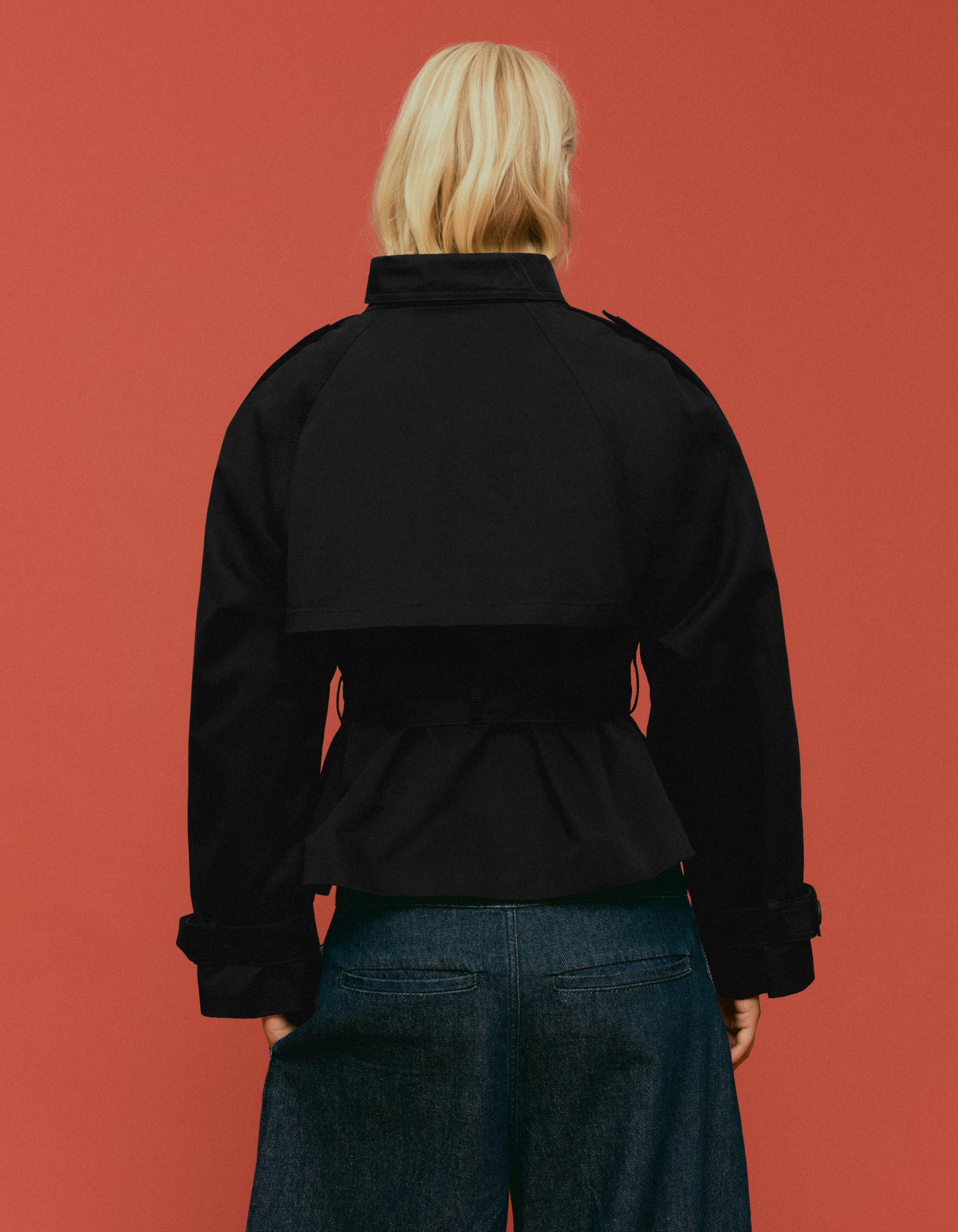 Funnel Neck Trench Coat Black