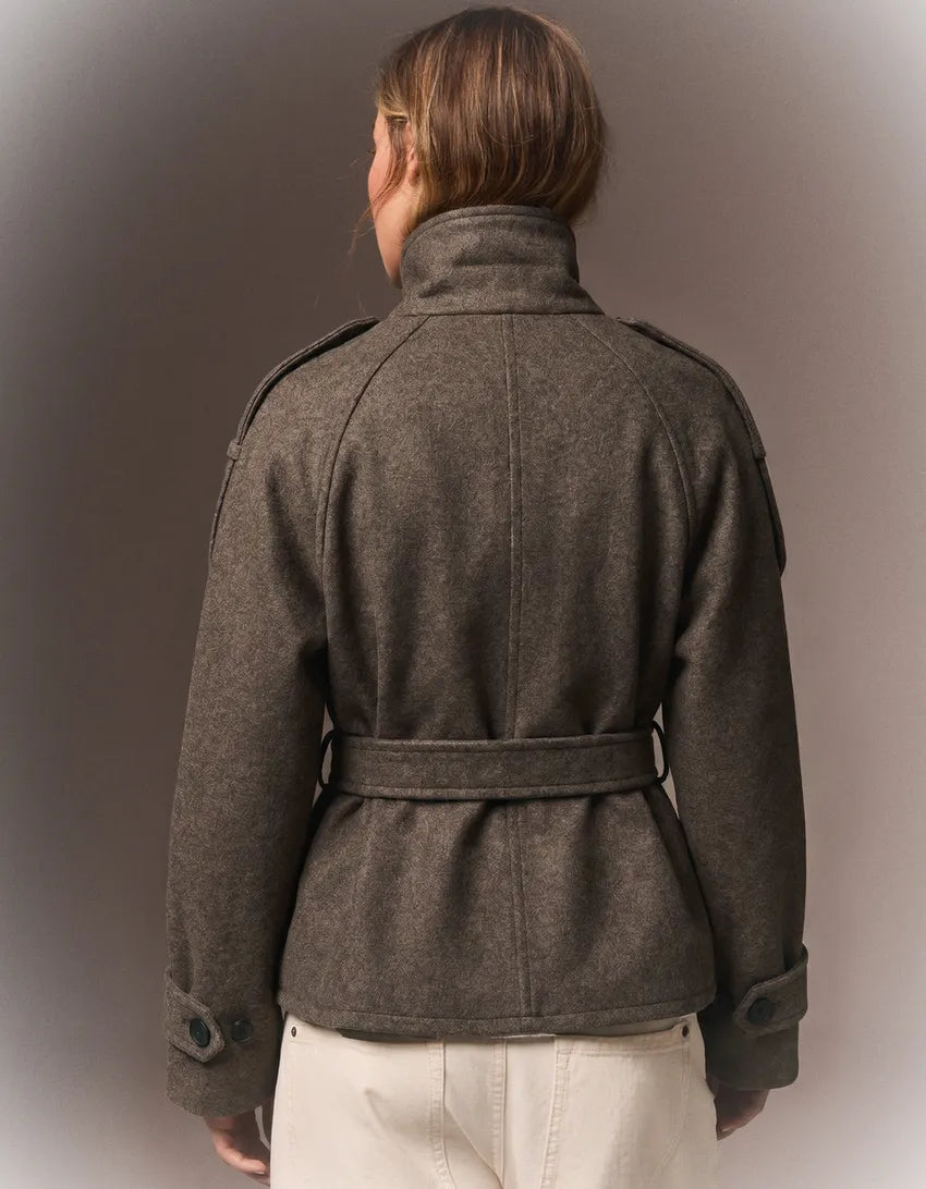 Funnel Neck Trench Jacke Coffe