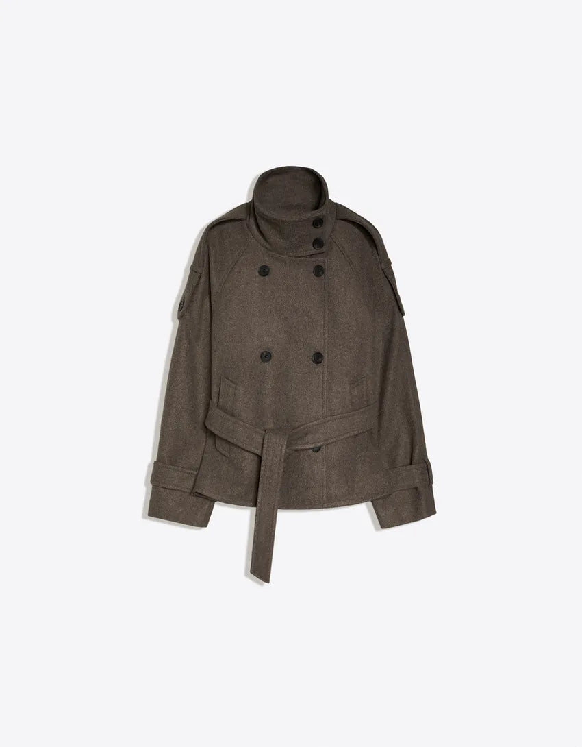 Funnel Neck Trench Jacke Coffe
