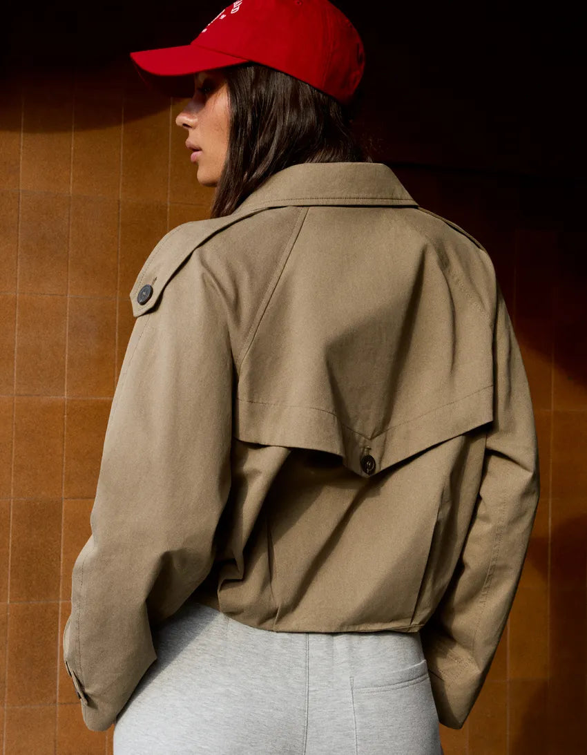 Pleated Cropped Trench Coat
