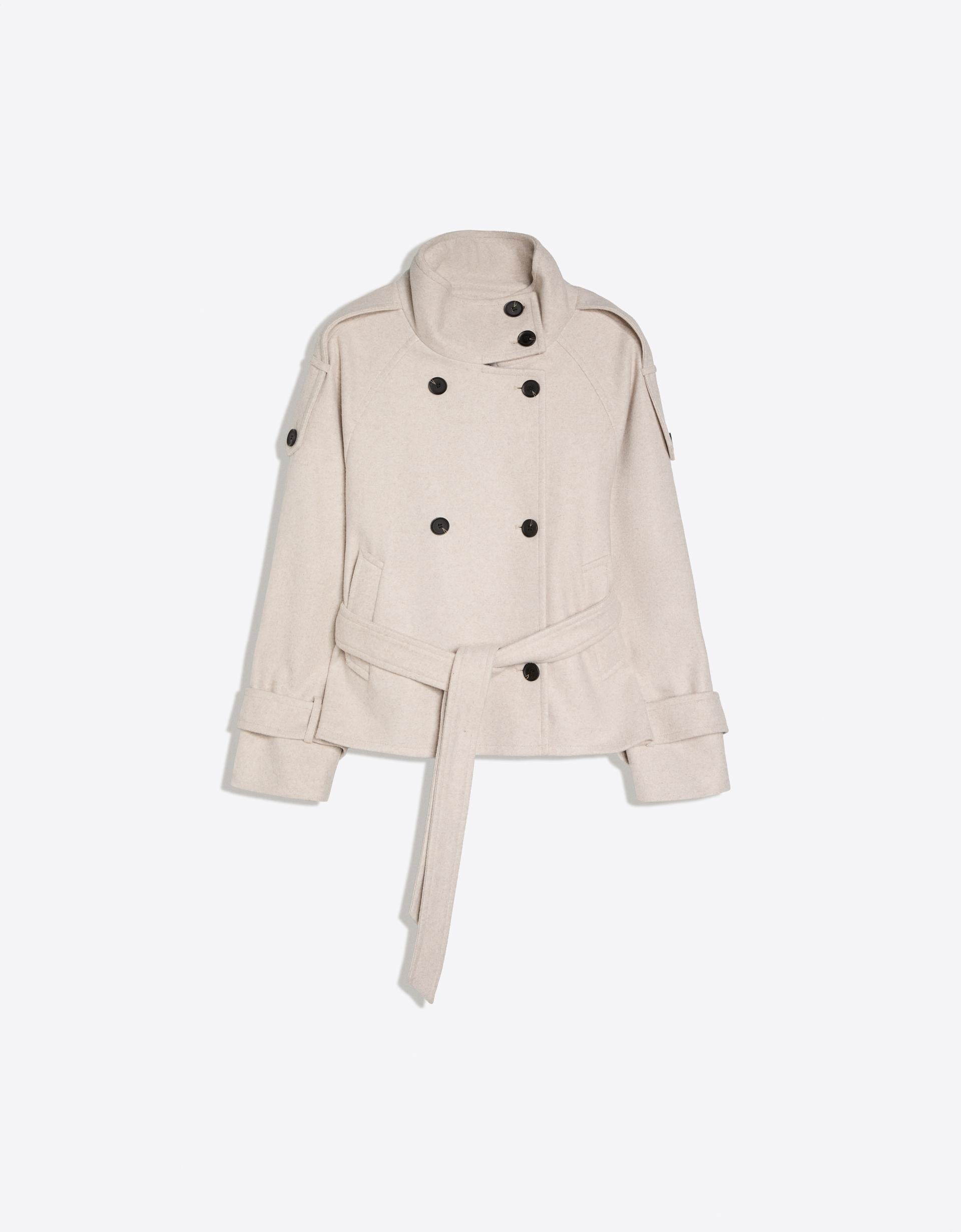Funnel Neck Trench Jacke Creamy