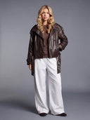 Short Leather Effect Trench Jacket