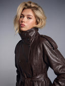 Short Leather Effect Trench Jacket