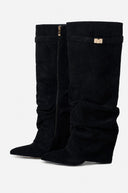 Liva Slouchy Suede Boots - Black