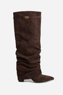 Liva Slouchy Suede Boots - Brown