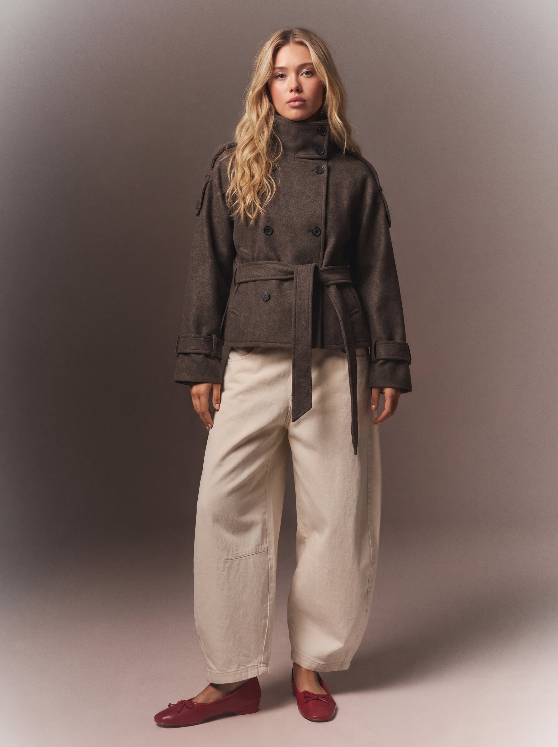 Funnel Neck Trench Jacke Coffe